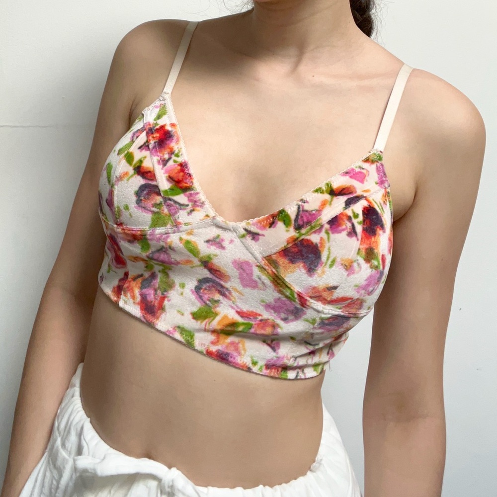 Free People Velvet Floral Bralette